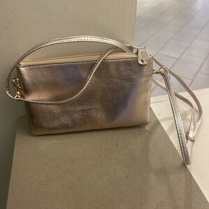 Bag Chic Metallic Rose Gold Clutch Stone Mountain like new!